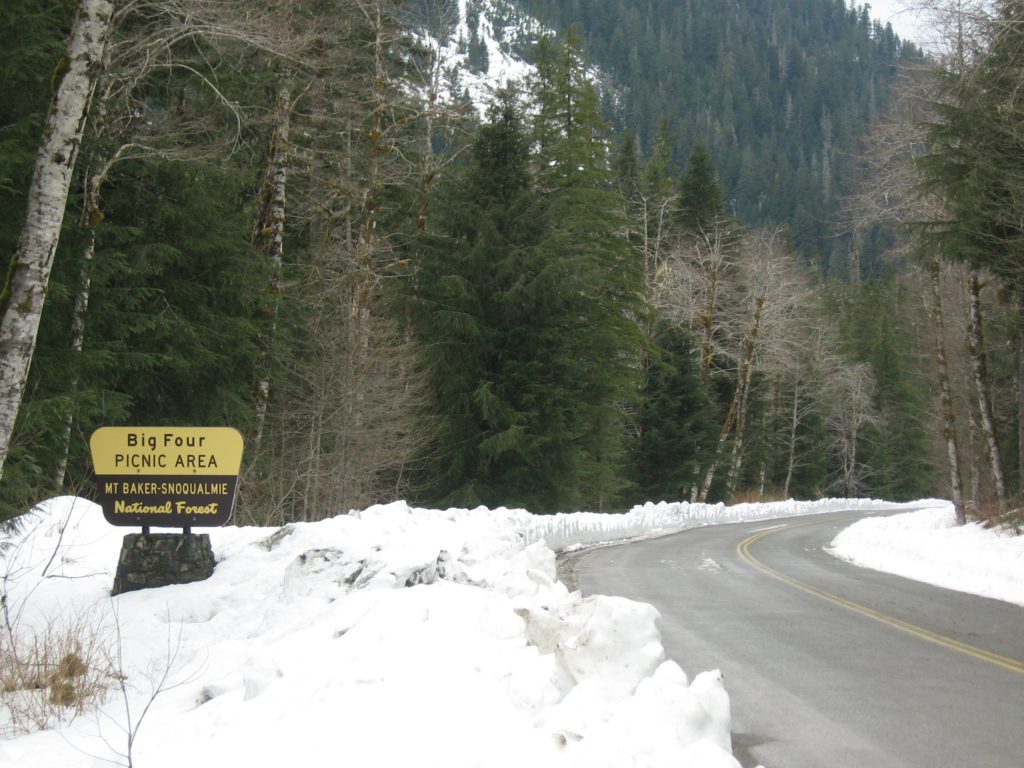 big four ice caves picnic area sign