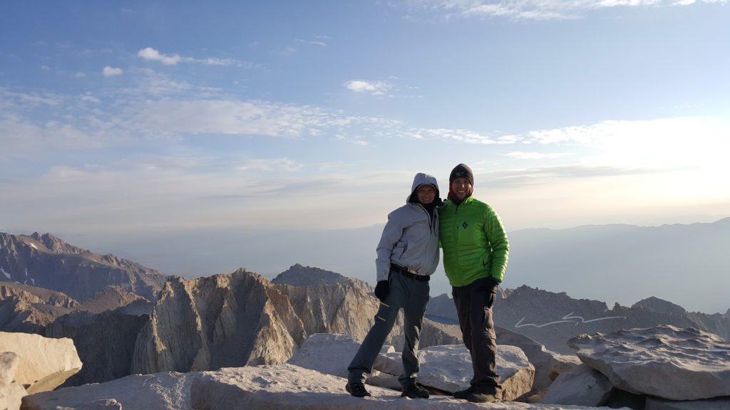 brandon and waterboy on the summit of mount whitney
