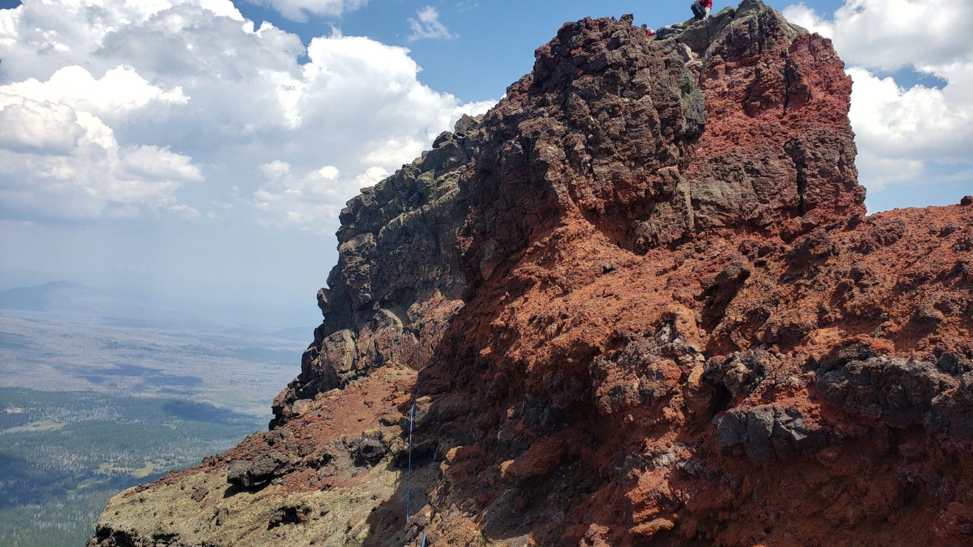 catwalk below the summit block of broken top volcano