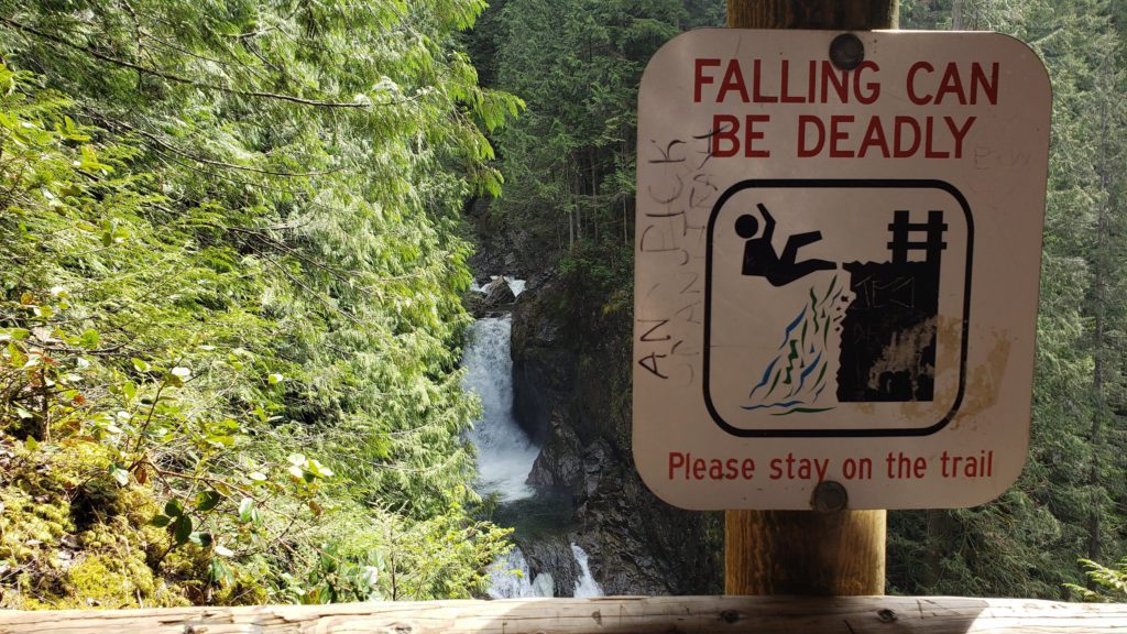sign warning of deadly consequences of falling