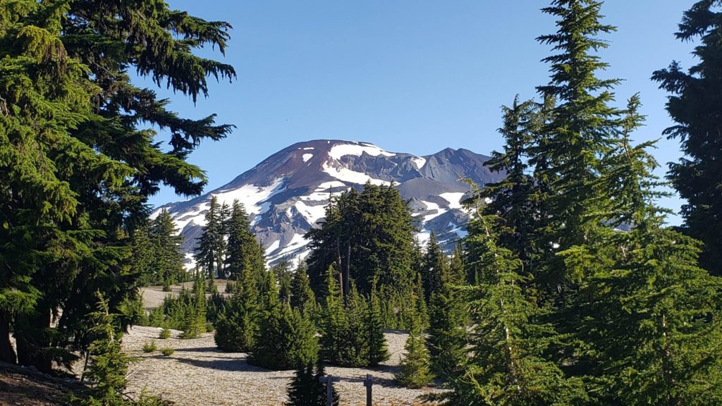 first view of south sister from the trail