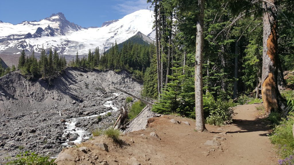 first view of rainier from the trail