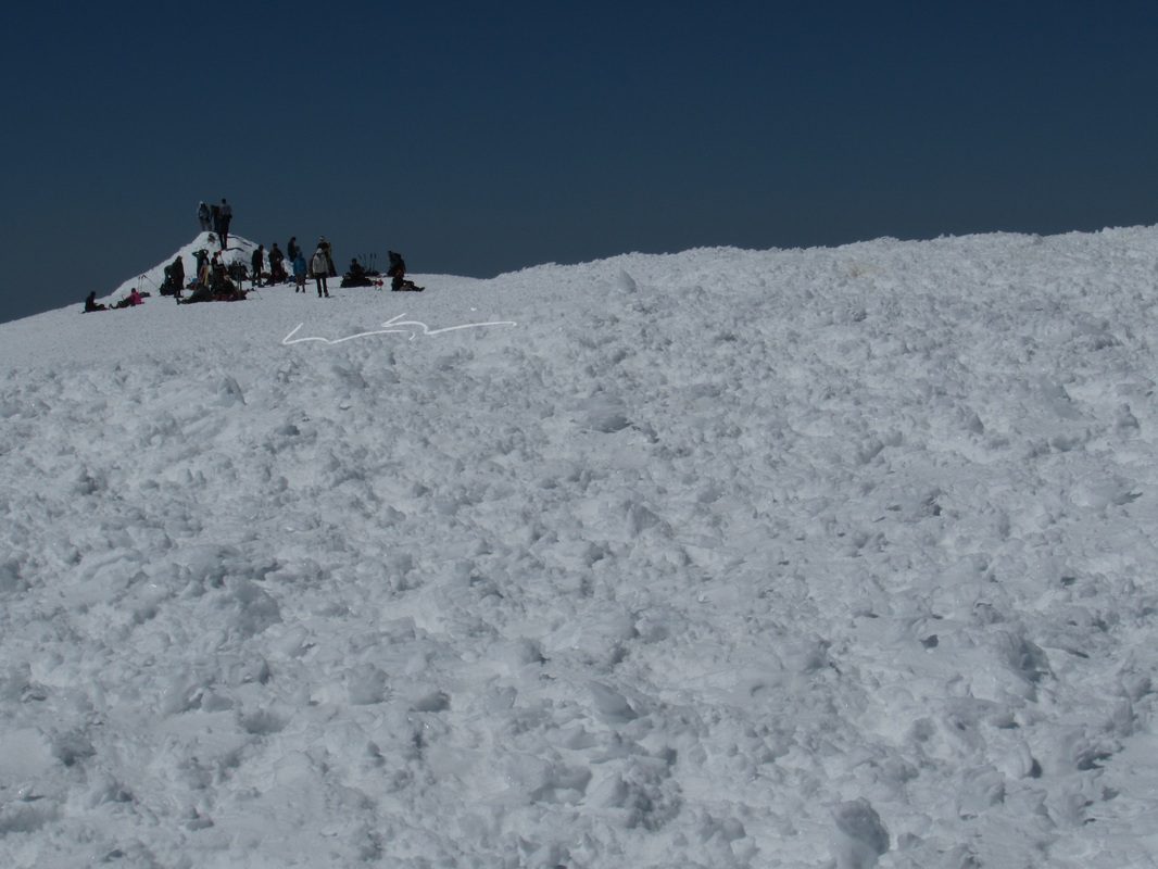 climbers gathering on the summit of mount adams