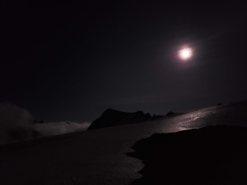 gerdine glacier bathed in moonlight