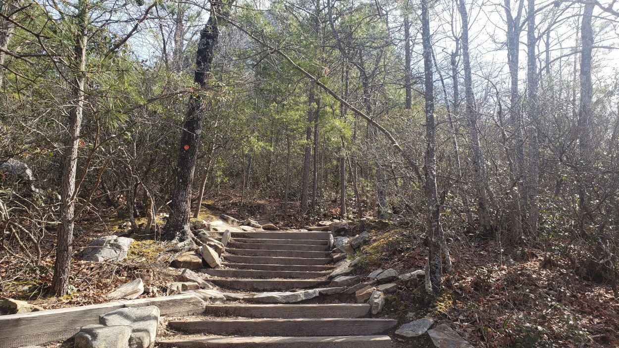 trail stairs at hanging rock state park