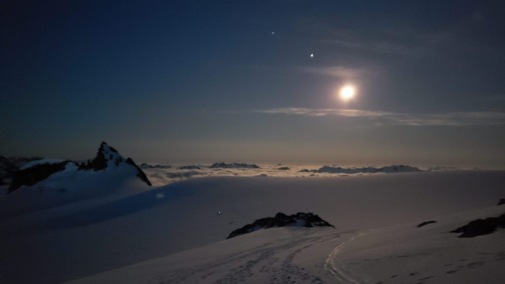 moonlight over inspiration glacier