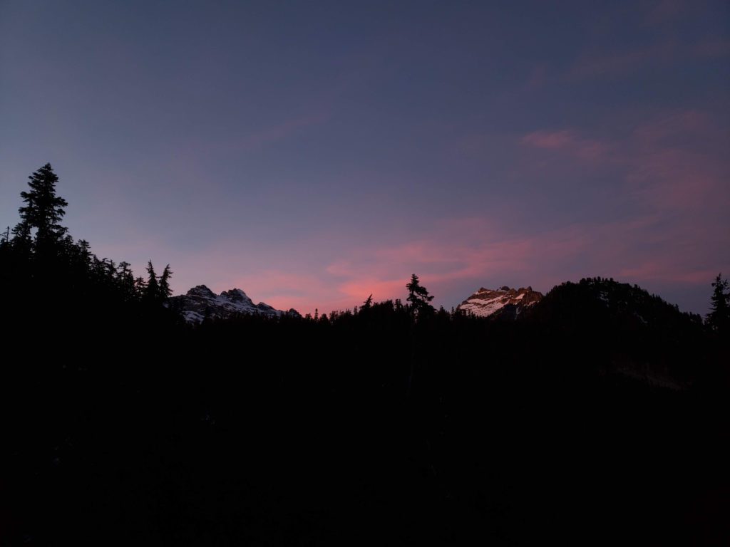 kyes peak and columbia peak at sunset