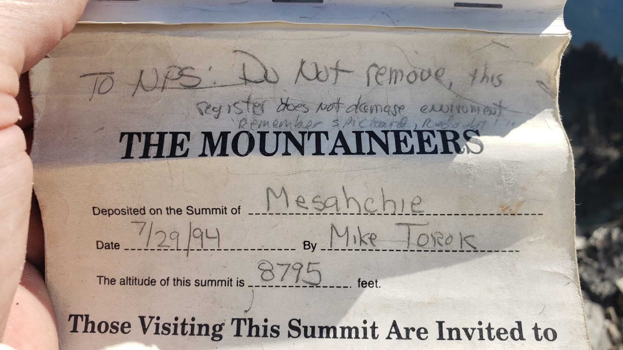 mesachie peak summit register signatures