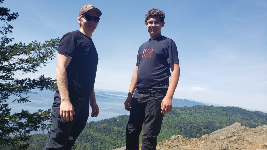 me and my nephew at the top of the trail