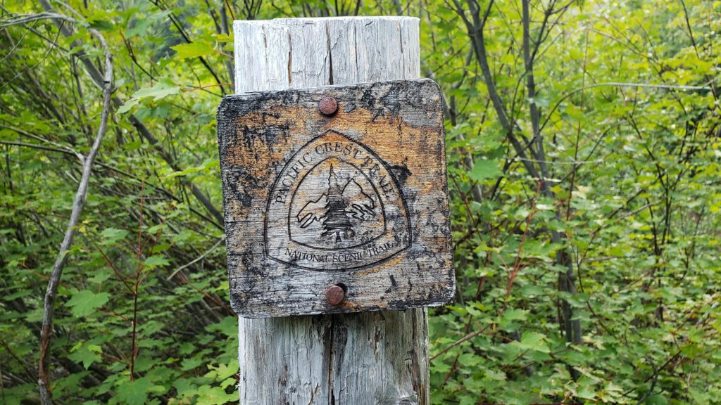 pacific crest trail sign at junstion with pamelia lake