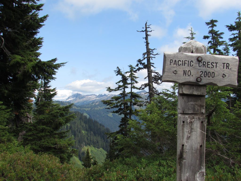 pacific crest trail sign near blue lake high route