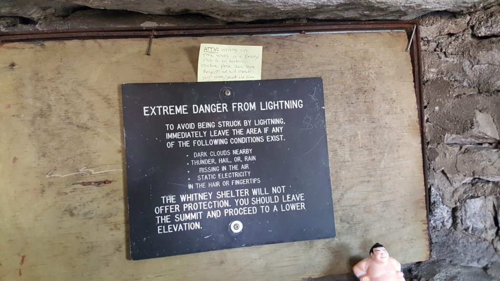 sign in the summit cabin