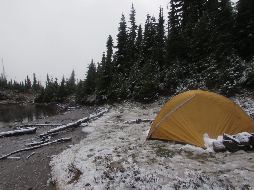 snow on the second morning pacific crest trail section j