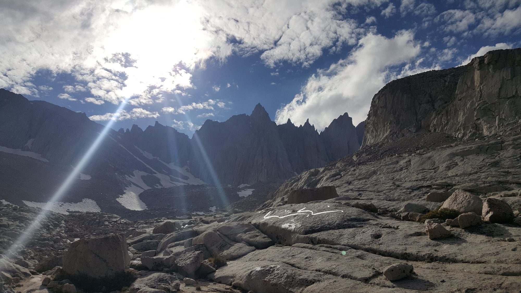 view from trail camp on mlunt whitney