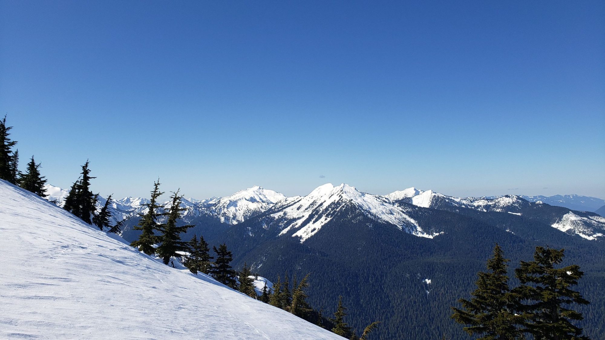 view southwest from hidden peak snowshoe route