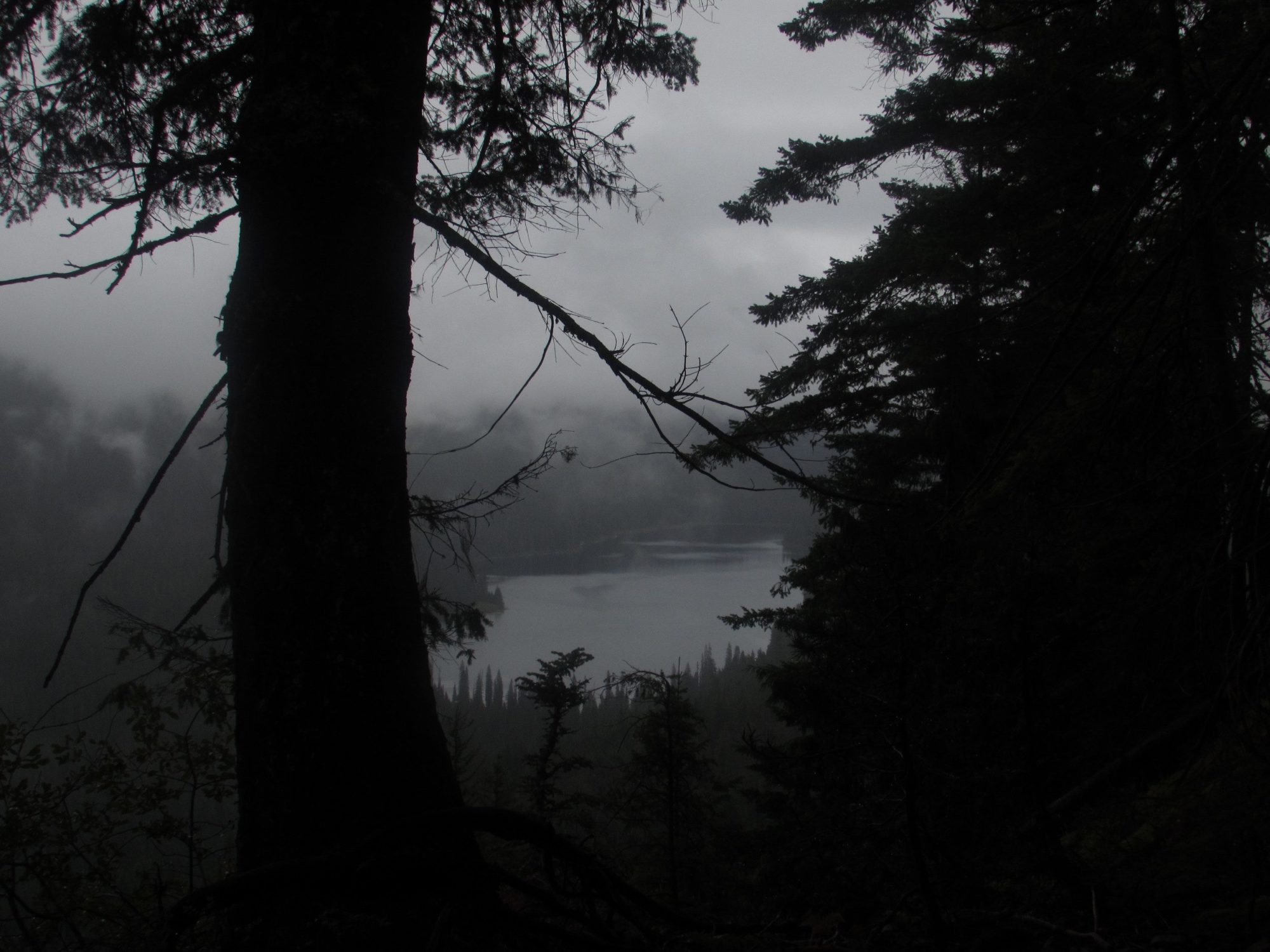 waptus lake shrouded in fog along pacific crest trail