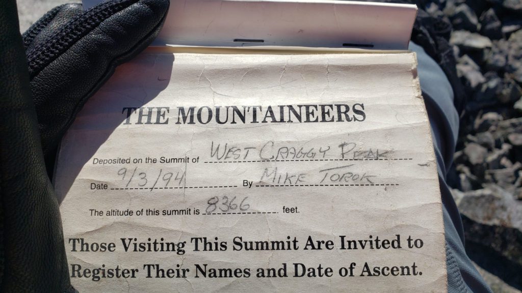 West craggy summit register