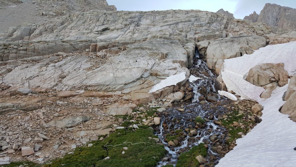waterfall along the mount whitney climbers trail