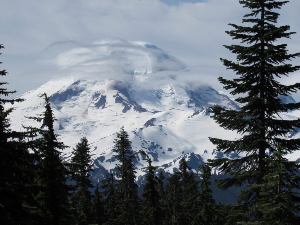 mount baker covered in clouds