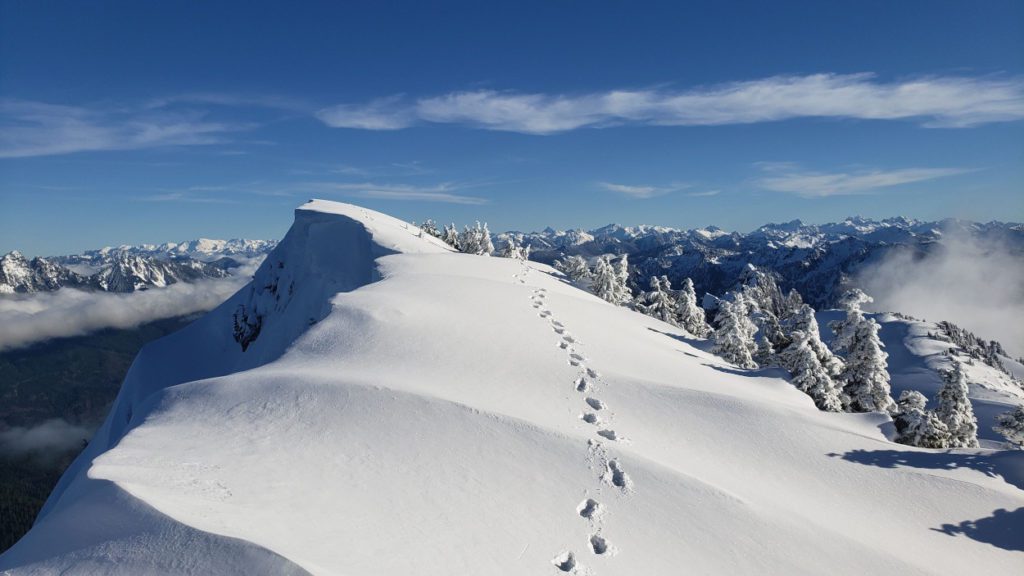 footprints along the summit ridge of mount index