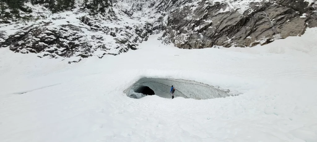 mouth of the ice caves in winter