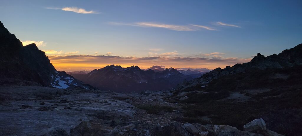 sunset over the north cascades