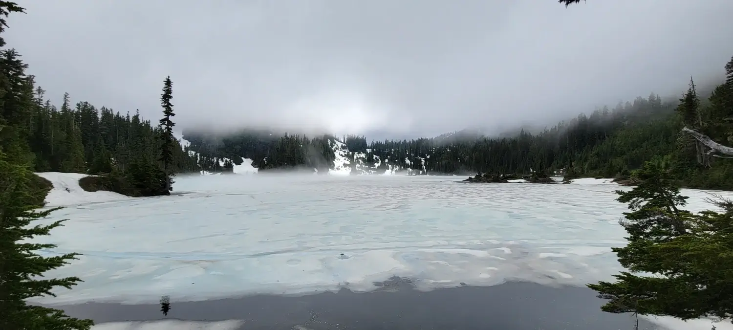upper lena lake covered in snow